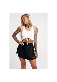 GYM GLAMOUR - Top fitness damski Gym Glamour ściągany. Kolor: biały. Styl: glamour #1