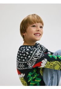 Reserved - Świąteczny sweter Grinch - granatowy. Kolor: niebieski. Materiał: bawełna, dzianina. Styl: wizytowy #1