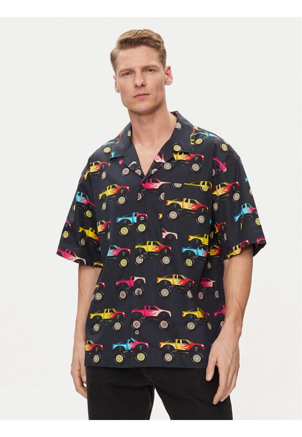 Hugo Koszula Egeeno 50514182 Czarny Oversize. Kolor: czarny. Materiał: bawełna