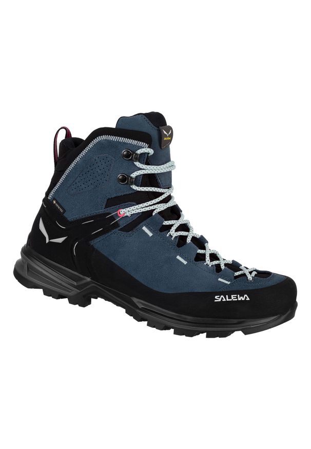Buty Trekkingowe Damskie Salewa Mtn Trainer 2 Mid Gtx. Wysokość cholewki: za kostkę. Kolor: wielokolorowy, niebieski, czarny. Materiał: zamsz, materiał, syntetyk. Szerokość cholewki: normalna