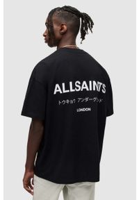 AllSaints t-shirt bawełniany kolor czarny z nadrukiem. Kolor: czarny. Materiał: bawełna. Długość rękawa: krótki rękaw. Długość: krótkie. Wzór: nadruk #6