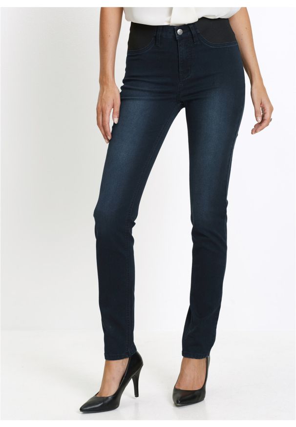 bonprix - Dżinsy Skinny, mid waist, ze stretchem. Kolor: niebieski