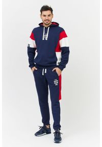 EA7 Emporio Armani - EA7 Granatowe spodnie męskie Olimpia milano, Rozmiar M. Kolor: niebieski. Materiał: bawełna, dresówka. Wzór: nadruk, aplikacja #6