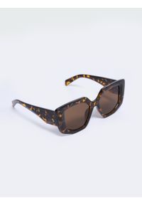 Big-Star - Okulary przeciwsłoneczne damskie brązowe Aroni 803. Kolor: brązowy. Wzór: aplikacja