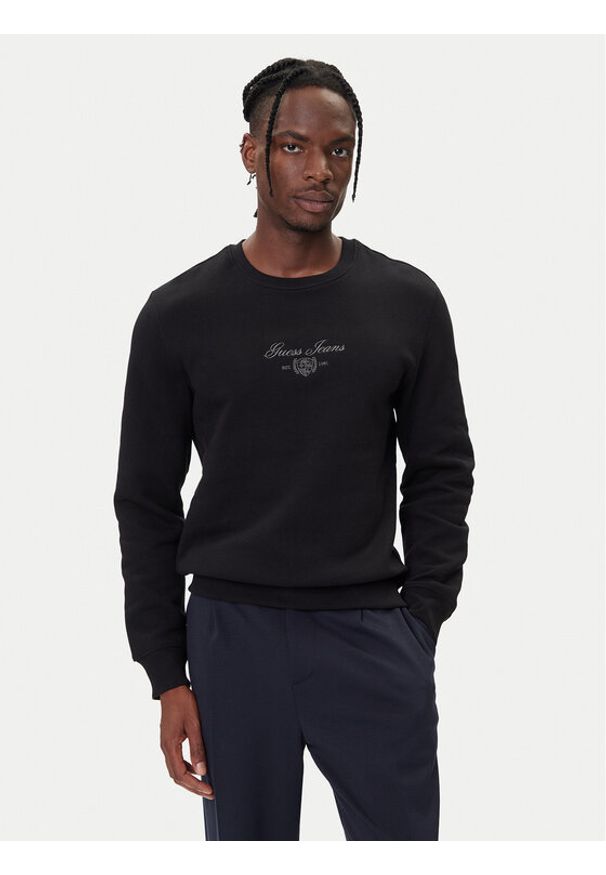 Guess Jeans Bluza M5BQ35 K9V31 Czarny Slim Fit. Kolor: czarny. Materiał: bawełna