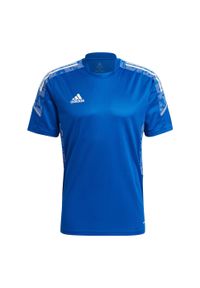 Adidas - Koszulka piłkarska męska adidas Condivo 21 Training Jersey. Kolor: wielokolorowy, biały, niebieski. Materiał: jersey. Sport: piłka nożna