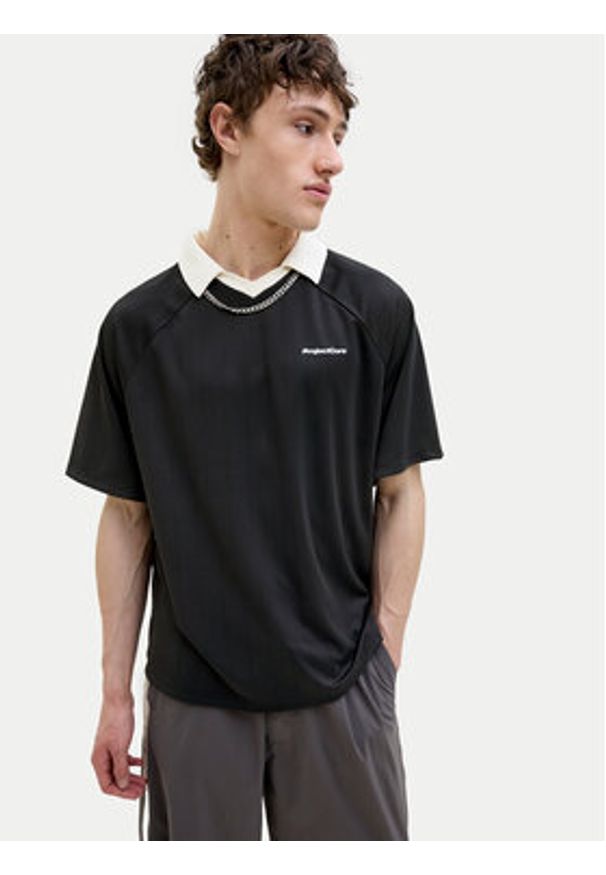 Jack & Jones Polo Lido 12276758 Czarny Loose Fit. Typ kołnierza: polo. Kolor: czarny. Materiał: syntetyk