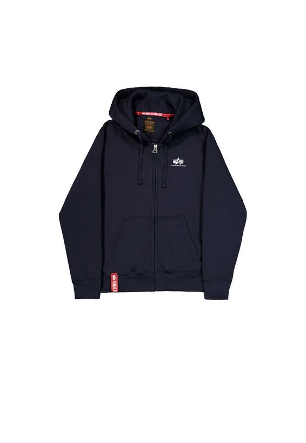 Alpha Industries Bluza Basic Zip 118342 Granatowy Regular Fit. Kolor: niebieski. Materiał: bawełna