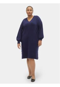 Vero Moda Curve Sukienka dzianinowa 10294755 Granatowy Loose Fit. Kolor: niebieski. Materiał: syntetyk #1