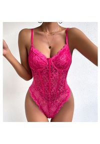 Intica - Body koronkowe dopasowane na specjalne okazje Niculeta. Kolor: różowy. Materiał: koronka. Wzór: koronka #8