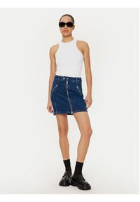 Hugo - HUGO Spódnica jeansowa mini Gavade 50530320 Niebieski Slim Fit. Kolor: niebieski. Materiał: bawełna #5