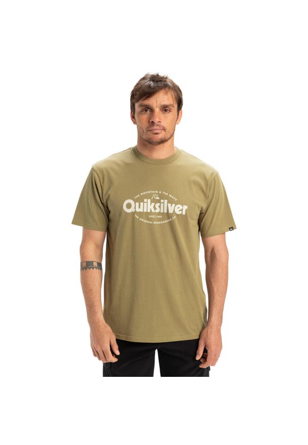 Quiksilver - Koszulka z krótkim rękawem dla Mężczyzn EV SHAPE ALL DAY. Kolor: beżowy. Materiał: materiał, bawełna. Długość rękawa: krótki rękaw. Długość: krótkie. Wzór: nadruk