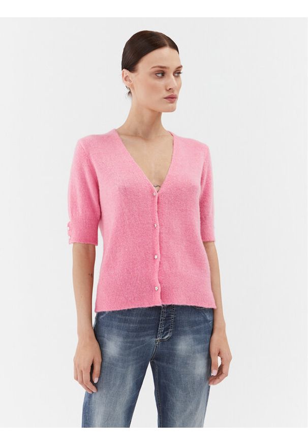 Please Kardigan M734723332 Różowy Regular Fit. Kolor: różowy. Materiał: syntetyk