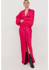 Birgitte Herskind sukienka kolor fioletowy maxi dopasowana. Kolor: fioletowy. Materiał: guma, tkanina. Typ sukienki: dopasowane. Długość: maxi