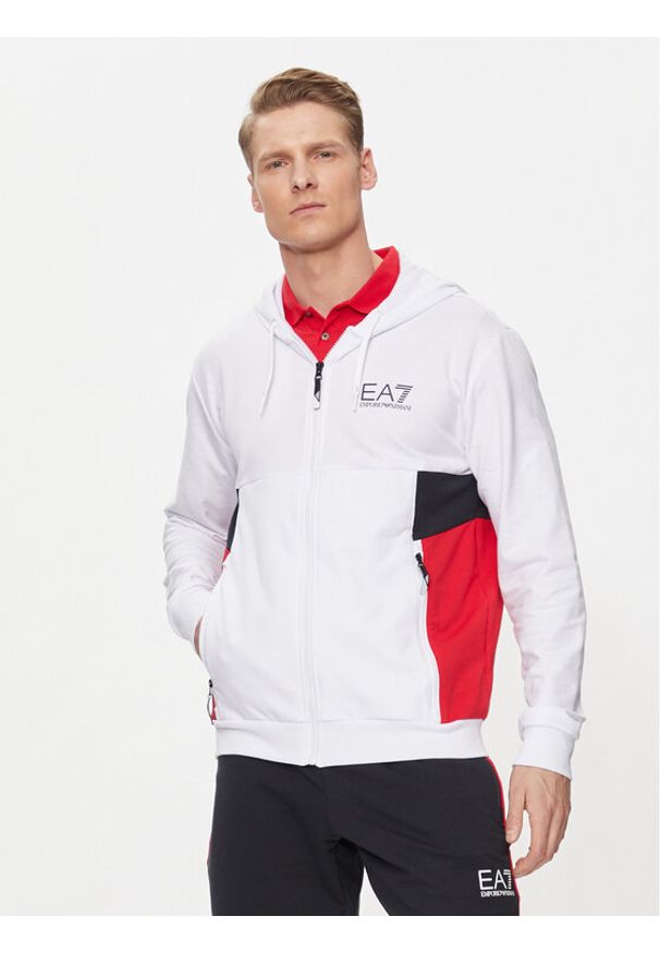 EA7 Emporio Armani Bluza 3DPM15 PJLIZ 1100 Biały Regular Fit. Kolor: biały. Materiał: syntetyk, bawełna