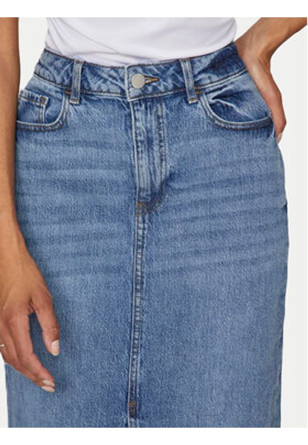 Vila Spódnica jeansowa Jaf 14099736 Niebieski Regular Fit. Kolor: niebieski. Materiał: bawełna