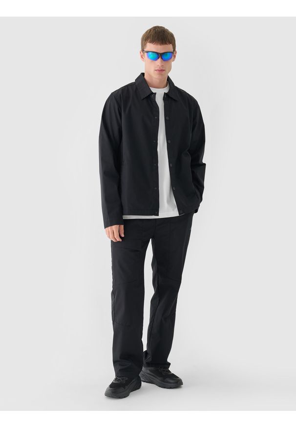 4f - 4F Spodnie casual męskie - czarne S. Okazja: na co dzień. Kolor: czarny. Materiał: tkanina, poliester, bawełna, materiał. Styl: casual