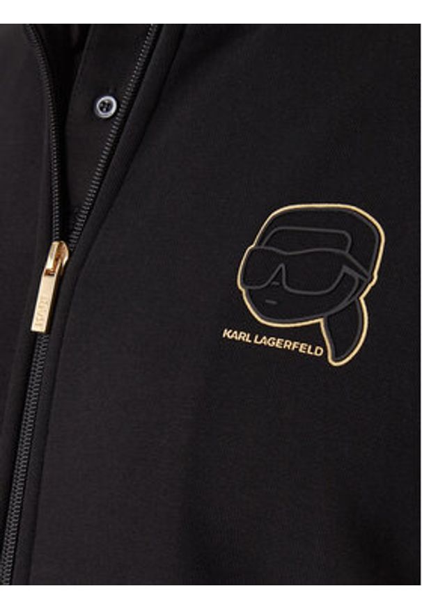 Karl Lagerfeld - KARL LAGERFELD Bluza 705004 561910 Czarny Regular Fit. Typ kołnierza: dekolt w karo. Kolor: czarny. Materiał: bawełna