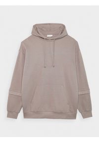 outhorn - Bluza oversize z kapturem męska - khaki. Typ kołnierza: kaptur. Kolor: brązowy. Materiał: materiał, bawełna, dresówka, prążkowany, dzianina. Wzór: gładki, ze splotem