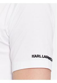 Karl Lagerfeld - KARL LAGERFELD T-Shirt 755401 541221 Biały Regular Fit. Typ kołnierza: dekolt w karo. Kolor: biały. Materiał: bawełna