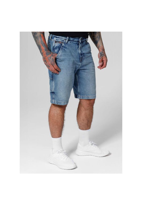 PITBULL - Szorty męskie Pitbull Jeansowe Blue Denim Carpenter. Kolor: niebieski. Materiał: denim, jeans