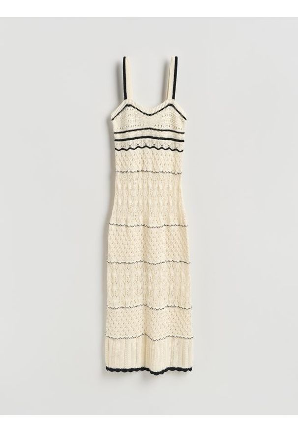 Reserved - Sukienka w ażurowy wzór - wielobarwny. Materiał: dzianina, bawełna. Wzór: ażurowy