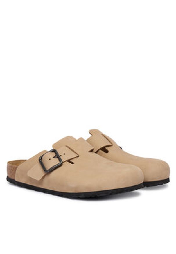 Birkenstock Klapki Boston Wire Buckle 1031584 Beżowy. Kolor: beżowy. Materiał: nubuk, skóra