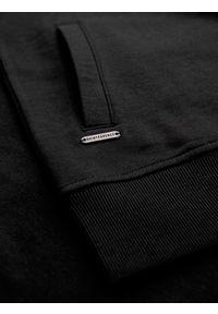 Ombre Clothing - Bawełniana rozpinana męska bluza dresowa bomberka – czarna V5 - Rozmiar: L. Okazja: na co dzień. Kolor: czarny. Materiał: dresówka, bawełna. Wzór: aplikacja. Styl: sportowy, casual, elegancki #5