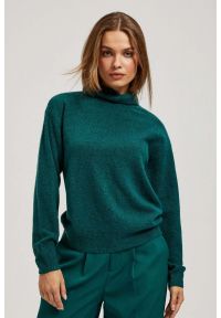 MOODO - Sweter z golfem zielony. Typ kołnierza: golf. Kolor: zielony. Materiał: elastan, akryl, poliester