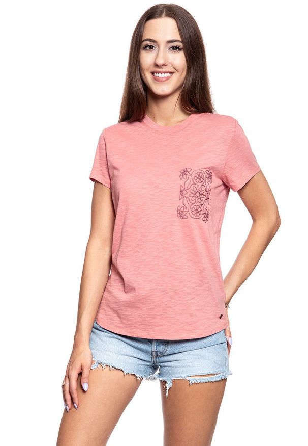 Mustang - MUSTANG T SHIRT DAMSKI Alina C Print Canyon Rose 1008942 8187. Wzór: nadruk