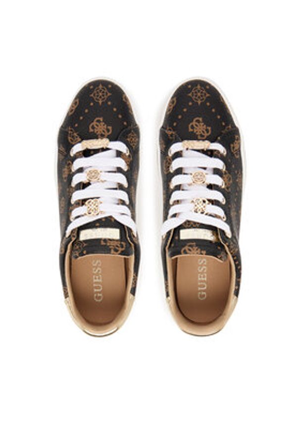 Guess Sneakersy FLTSS3 FAL12 Brązowy. Kolor: brązowy. Materiał: skóra