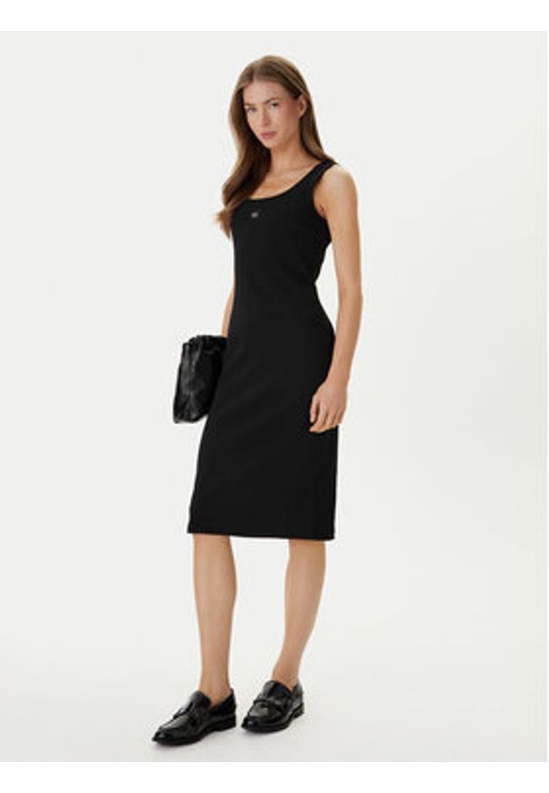 Calvin Klein Jeans Sukienka codzienna LV047F257G Czarny Slim Fit. Okazja: na co dzień. Kolor: czarny. Materiał: bawełna. Typ sukienki: proste. Styl: casual