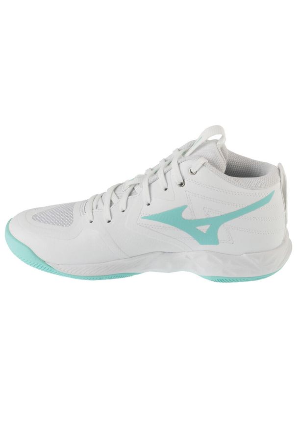 Mizuno - Buty do siatkówki damskie, Wave Momentum Pro Mid. Kolor: biały. Model: Mizuno Wave. Sport: siatkówka