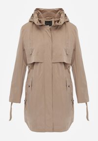 Born2be - Brązowa Kurtka w Stylu Parki z Odpinanym Kapturem i Sznurkami Enang. Okazja: na spacer. Kolor: brązowy. Materiał: prążkowany, jeans #3