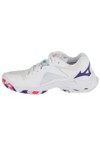 Mizuno - Buty do siatkówki damskie, Wave Lightning Z8. Kolor: biały, wielokolorowy, fioletowy. Materiał: guma, skóra, tkanina, materiał, syntetyk. Model: Mizuno Wave. Sport: siatkówka