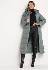 Born2be - Zielona Kurtka Płaszcz z Pikowaniem i Regulacją Długości Ospedia. Kolor: zielony #2
