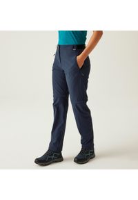 Regatta - Damskie spodnie podróżne lekkie zip off packaway. Kolor: niebieski. Materiał: tkanina. Sezon: lato. Sport: turystyka piesza #1
