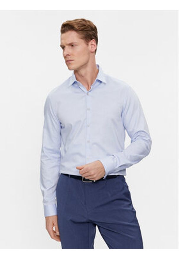 Calvin Klein Koszula K10K108426 Niebieski Slim Fit. Kolor: niebieski. Materiał: bawełna