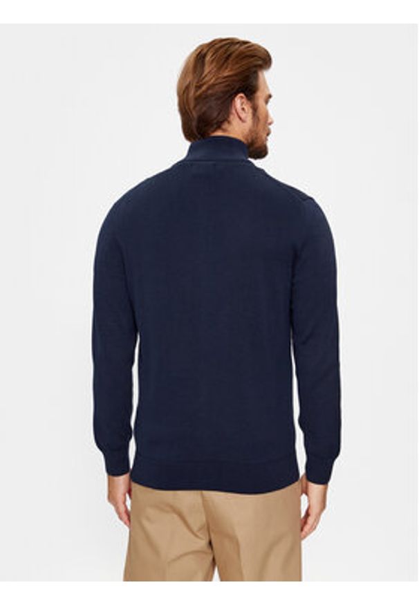 GANT - Gant Kardigan Casual Cotton Zip 8030164 Granatowy Regular Fit. Okazja: na co dzień. Kolor: niebieski. Materiał: bawełna. Styl: casual