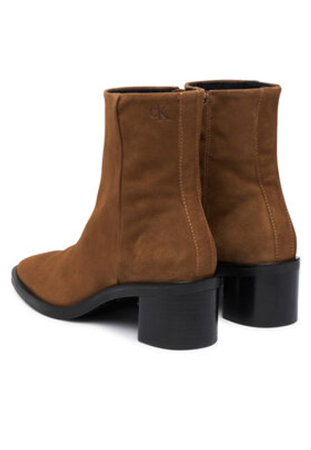 Calvin Klein Botki HW0HW02592 Brązowy. Kolor: brązowy. Materiał: skóra, zamsz