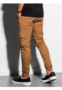 Ombre Clothing - Spodnie męskie joggery P1000 - camel - XXL. Materiał: bawełna, elastan #4