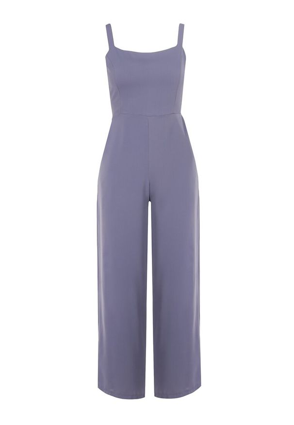 Born2be - Niebieski Kombinezon Damyle. Kolor: niebieski. Materiał: tkanina. Długość rękawa: na ramiączkach. Długość: długie. Wzór: gładki, jednolity