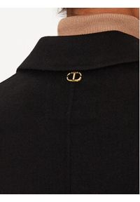 TwinSet - TWINSET Płaszcz wełniany 232TP2011 Czarny Regular Fit. Kolor: czarny. Materiał: syntetyk #4