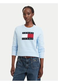 Tommy Jeans Bluza Flag DW0DW22564 Niebieski jasny Regular Fit. Kolor: niebieski. Materiał: bawełna #1