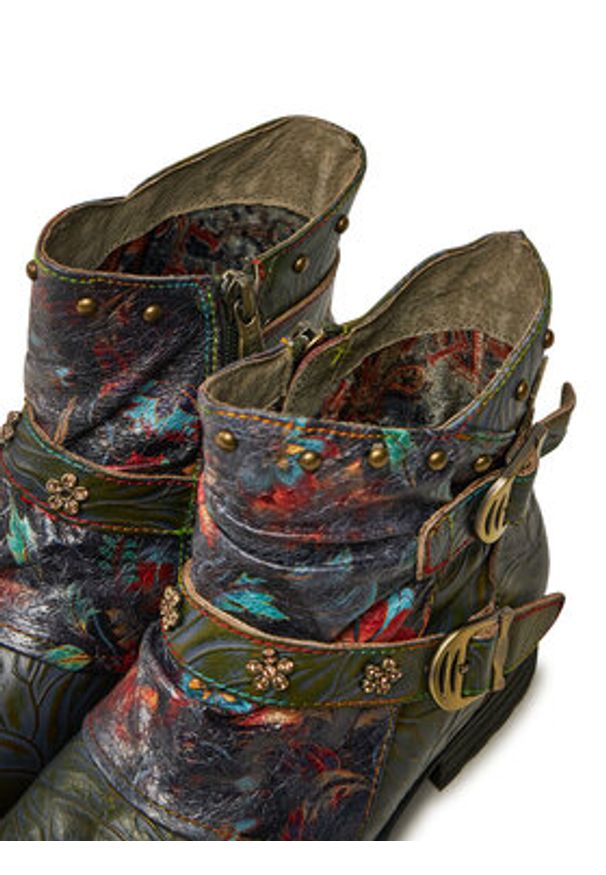 Laura Vita Botki Gacmayo 01 Kolorowy. Materiał: skóra. Wzór: kolorowy