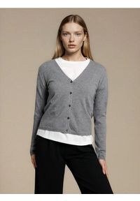 Sinsay - Kardigan z domieszką wełny i wiskozy - szary. Kolor: szary. Materiał: wiskoza, wełna