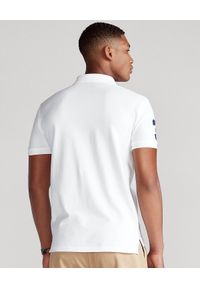 Ralph Lauren - RALPH LAUREN - Biała koszulka polo Custom Slim Fit. Typ kołnierza: polo. Kolor: biały. Materiał: materiał, bawełna, prążkowany. Długość: długie. Wzór: aplikacja, haft