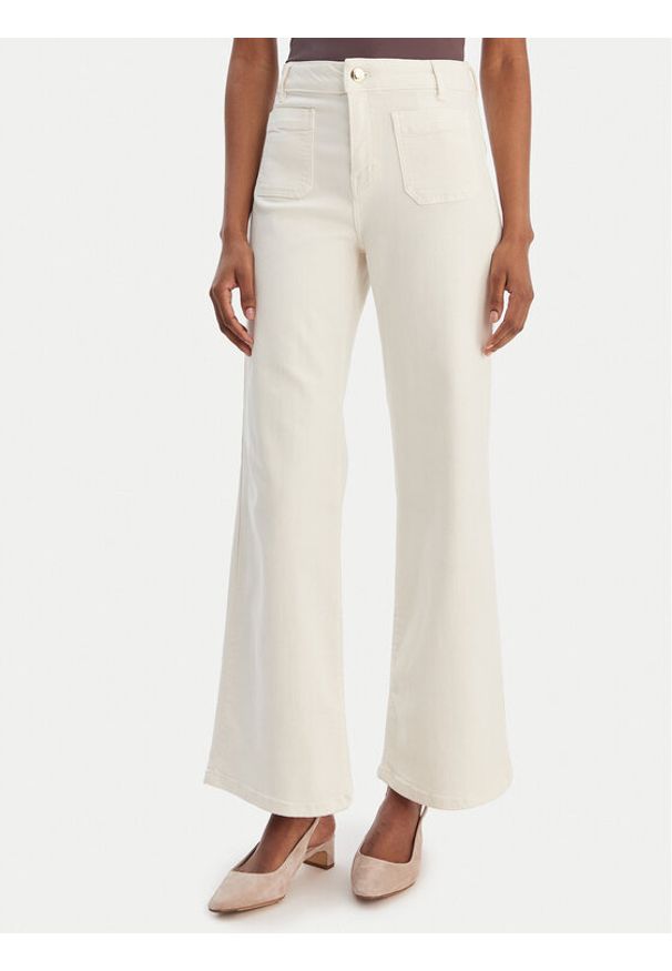 Marella Spodnie materiałowe Baschi 2615131251 Écru Regular Fit. Kolor: kremowy. Materiał: bawełna