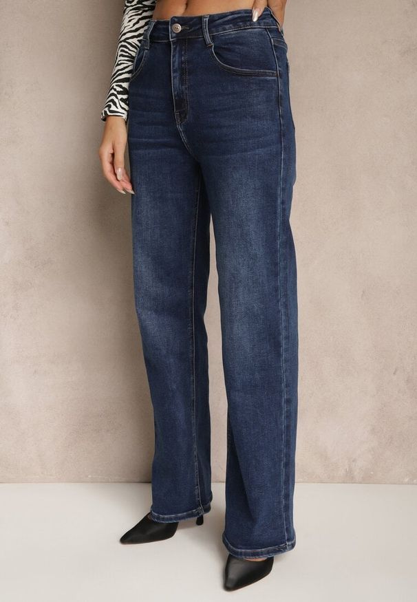 Renee - Niebieskie Szerokie Jeansy z Bawełną Yllerie. Okazja: na co dzień, na randkę, na spacer. Kolor: niebieski. Styl: casual, wizytowy