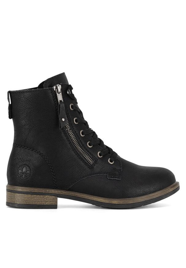 Rieker Trzewiki 72221-00 Czarny. Kolor: czarny. Materiał: materiał